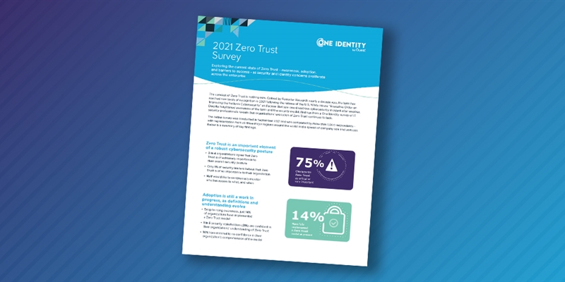 One Identity's Global Survey 2021 on the state of Zero Trust; its deployment rate and common barriers to its implementation