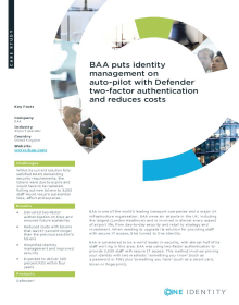BAA puts identity management on auto-pilot with One Identity Defender two-factor authentication and reduces costs